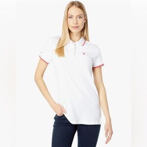 US Polo Assn White Short sleeve Shirt Hot Pink Accents